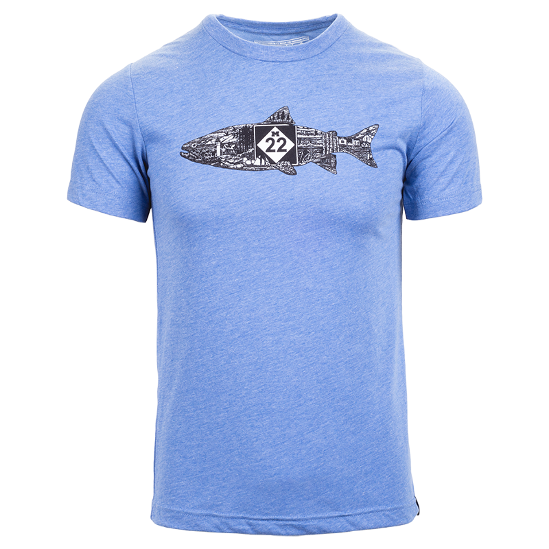 Fish Line-art T-Shirt Blue / XLarge