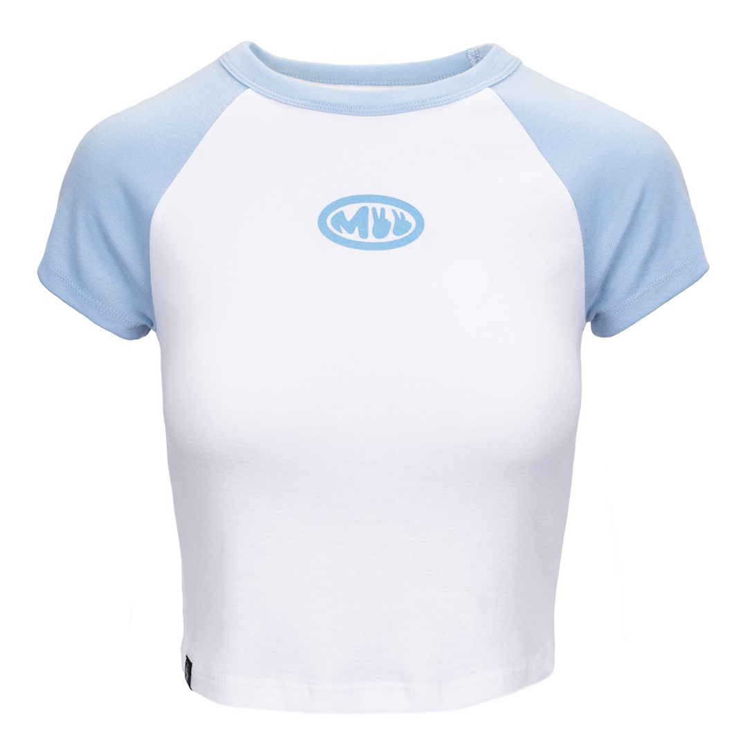 Women's Logo Baby Crop 半袖 Tシャツ PEACE OUT BABY TEE – M22